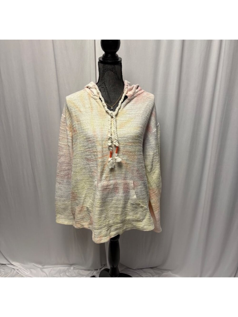 Dreamsicle Pastel Baja Sweatershirt Womens Size X-Large Hooded Boho Pullover